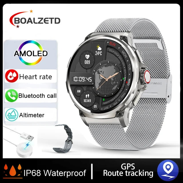 2025 Men's GPS Smartwatch, 1.85" HD Fitness Tracker with Bluetooth Call & Large Battery