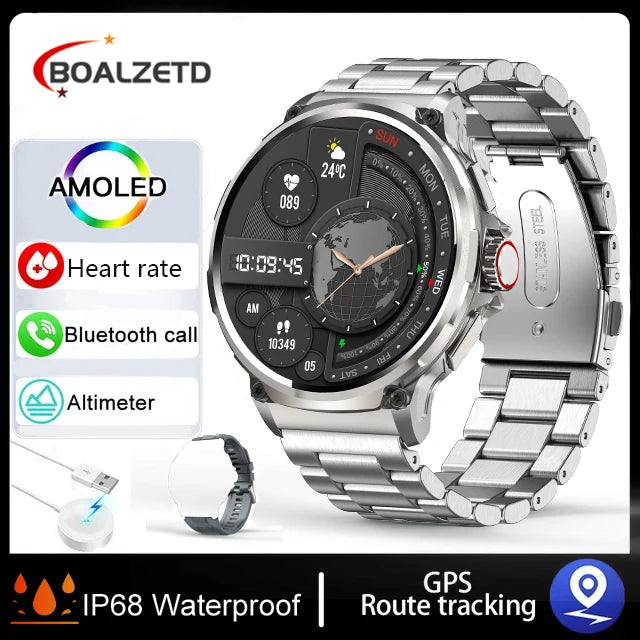 2025 Men's GPS Smartwatch, 1.85" HD Fitness Tracker with Bluetooth Call & Large Battery