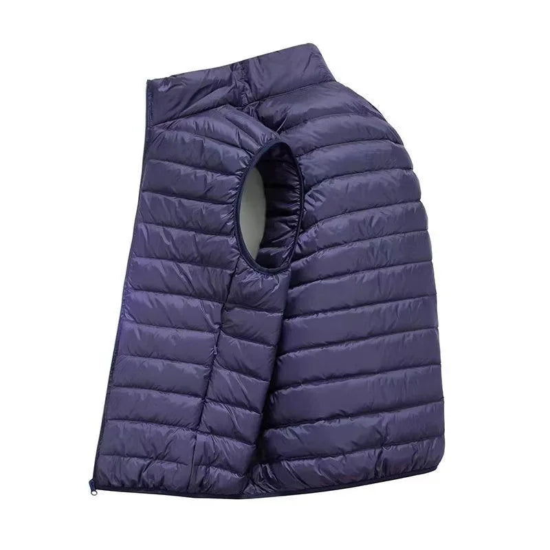 Men's Thermal Sleeveless Vest Jacket, Winter Warm Cotton Padded Coat Waistcoat Stand Collar