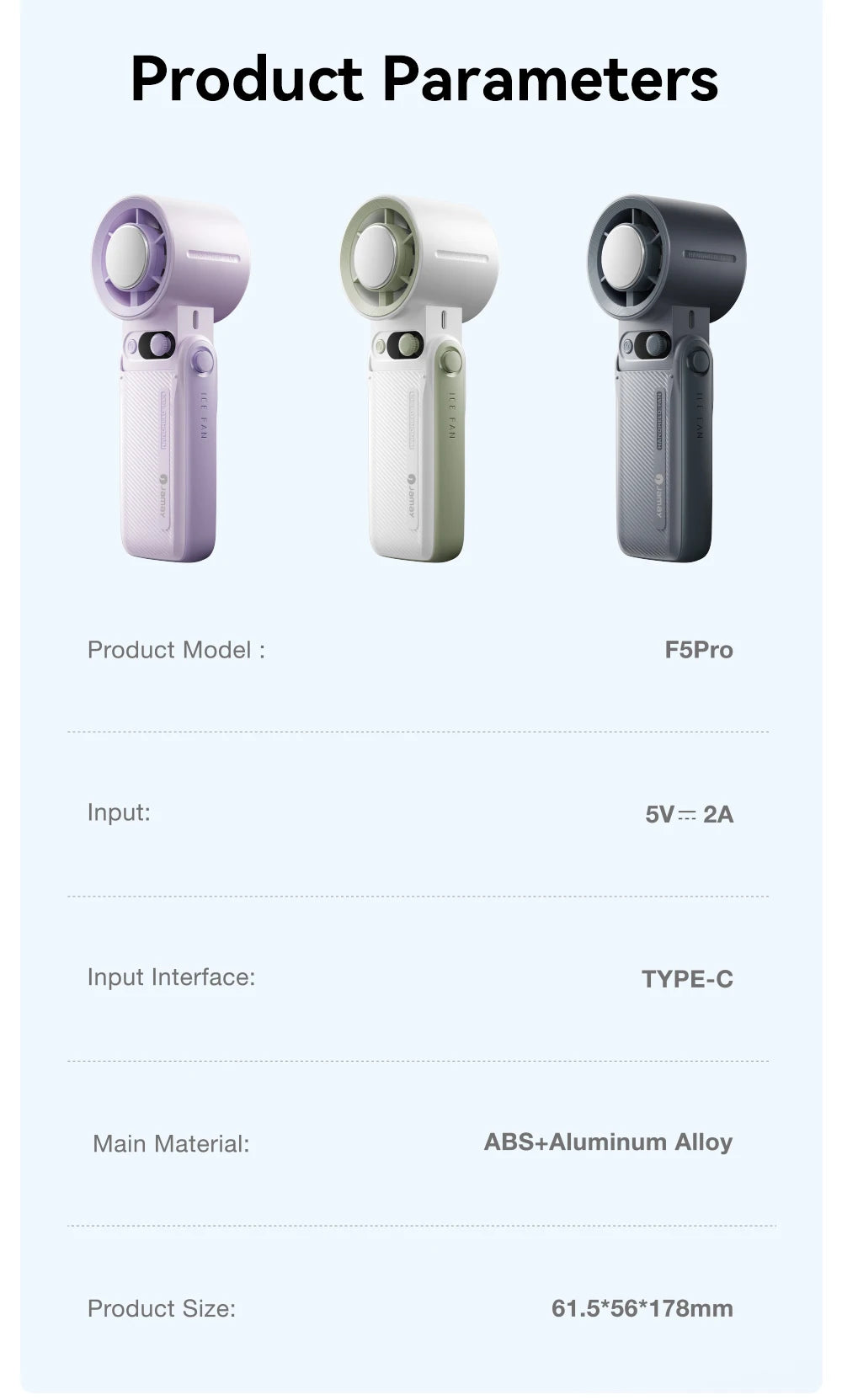 Rechargeable Handheld Fan, 199 Speeds and 6H Battery, Portable Mini Cooling Fan