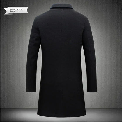 Men's Slim Fit Long Wool Blend Coat 2025 Autumn Winter Business Casual Overcoat