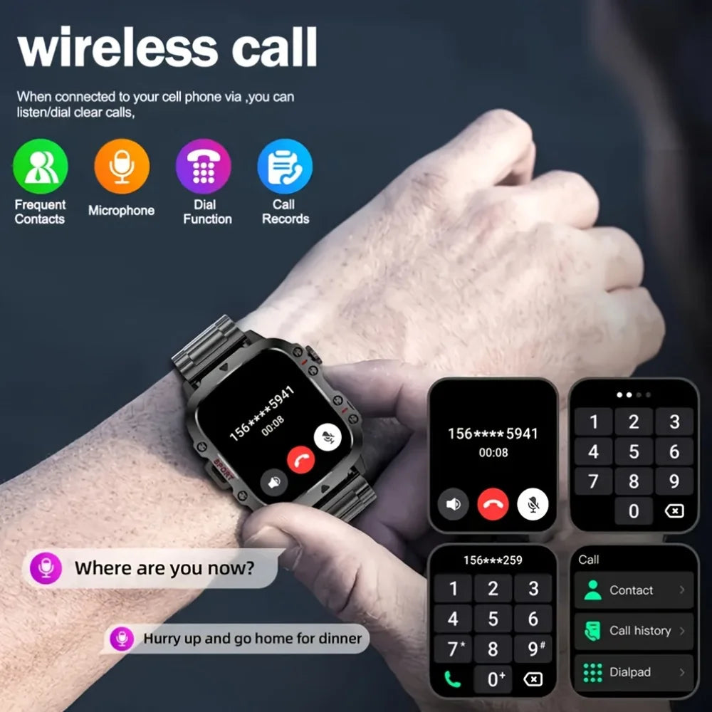 Tactical GPS Smartwatch with Bluetooth Calling, LED Flashlight & Fitness Tracker for Men