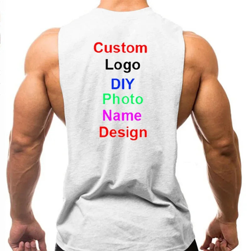 Custom Logo Men's Bodybuilding Tank Top Personalized Gym Workout Sleeveless Fitness Singlet