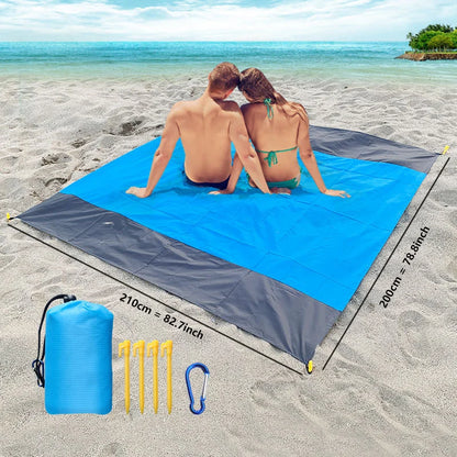 2x2.1m Waterproof Picnic and Camping Mat with Corner Pockets and Bag