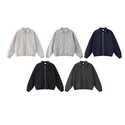 Men's Vintage Workwear Jacket 2025 Old Money Style Turn Down Collar Sweatshirt