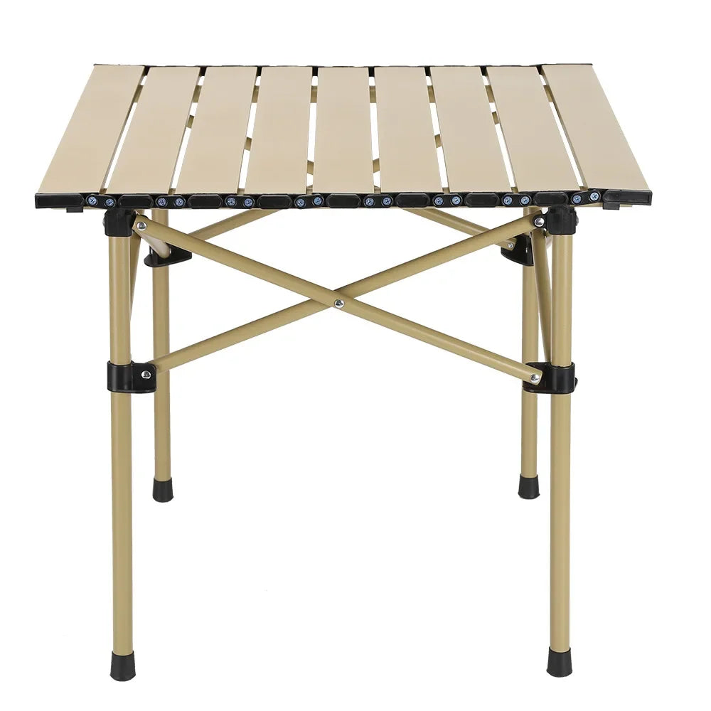 Portable Folding Camping Table with Aluminum Alloy Top for BBQ, Picnic & Outdoor Dining