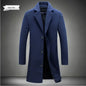 Men's Slim Fit Long Wool Blend Coat 2025 Autumn Winter Business Casual Overcoat