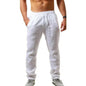 Men's Cotton Linen Casual Pants Elastic Waist Straight Leg Joggers (Plus Size)