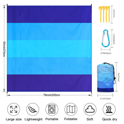 2x2.1m Waterproof Picnic and Camping Mat with Corner Pockets and Bag