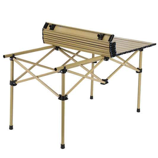 Portable Folding Camping Table with Aluminum Alloy Top for BBQ, Picnic & Outdoor Dining