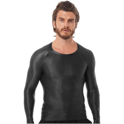 Men's Slim Fit Long Sleeve Workout Shirt Solid Color Breathable Gym & Yoga Top