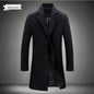 Men's Slim Fit Long Wool Blend Coat 2025 Autumn Winter Business Casual Overcoat