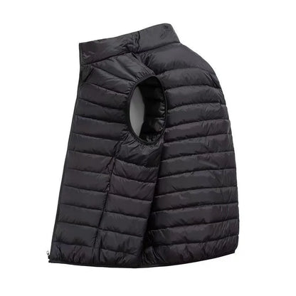 Men's Thermal Sleeveless Vest Jacket, Winter Warm Cotton Padded Coat Waistcoat Stand Collar