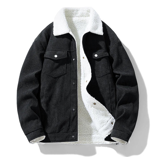Men's Corduroy Jacket Winter 2024 Warm Thick Coat Casual Down Cotton Puffer Coat for Men