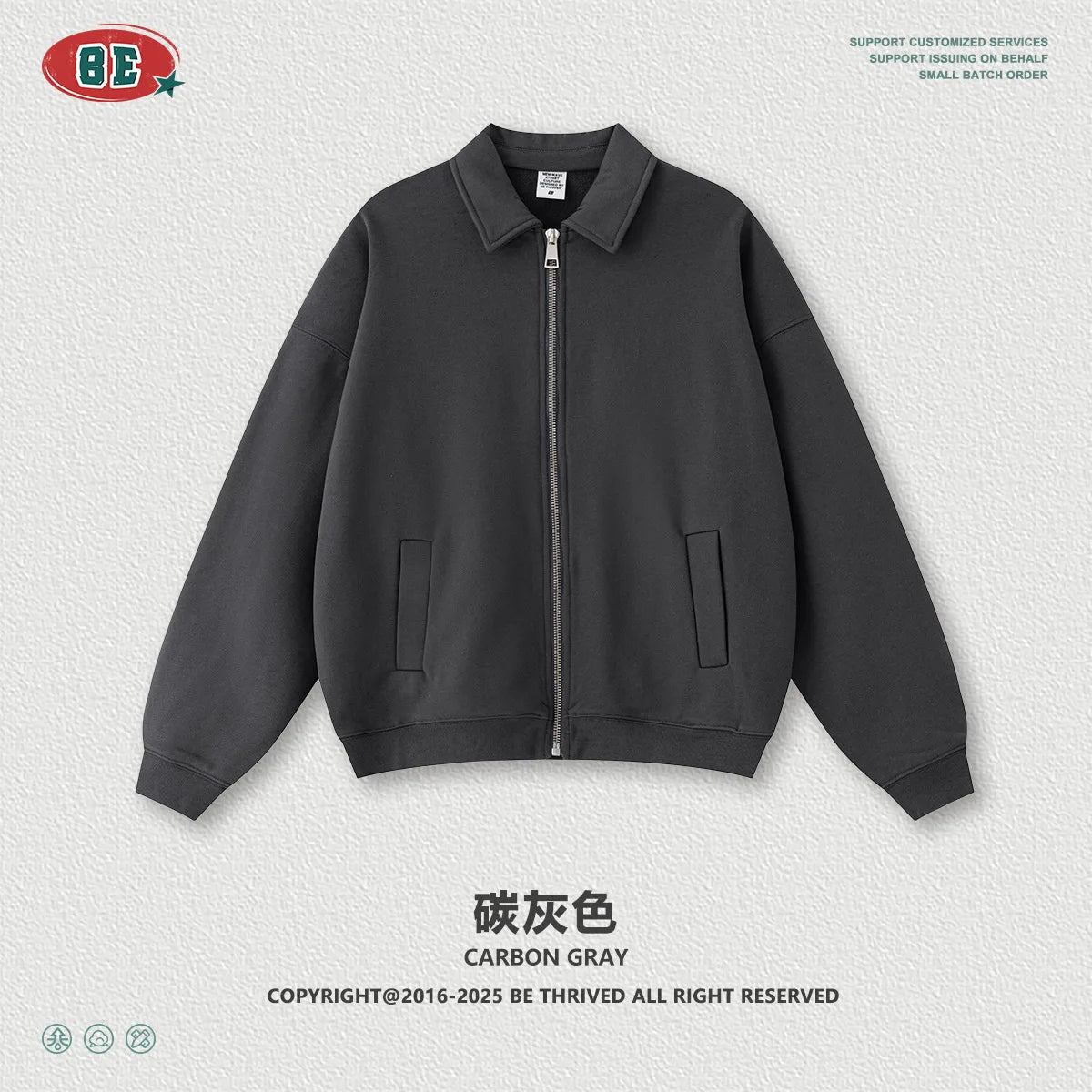 Men's Vintage Workwear Jacket 2025 Old Money Style Turn Down Collar Sweatshirt