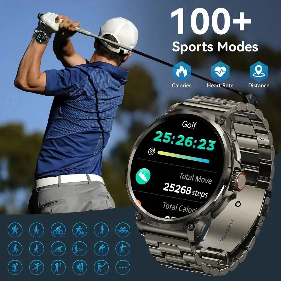 2025 Men's GPS Smartwatch, 1.85" HD Fitness Tracker with Bluetooth Call & Large Battery