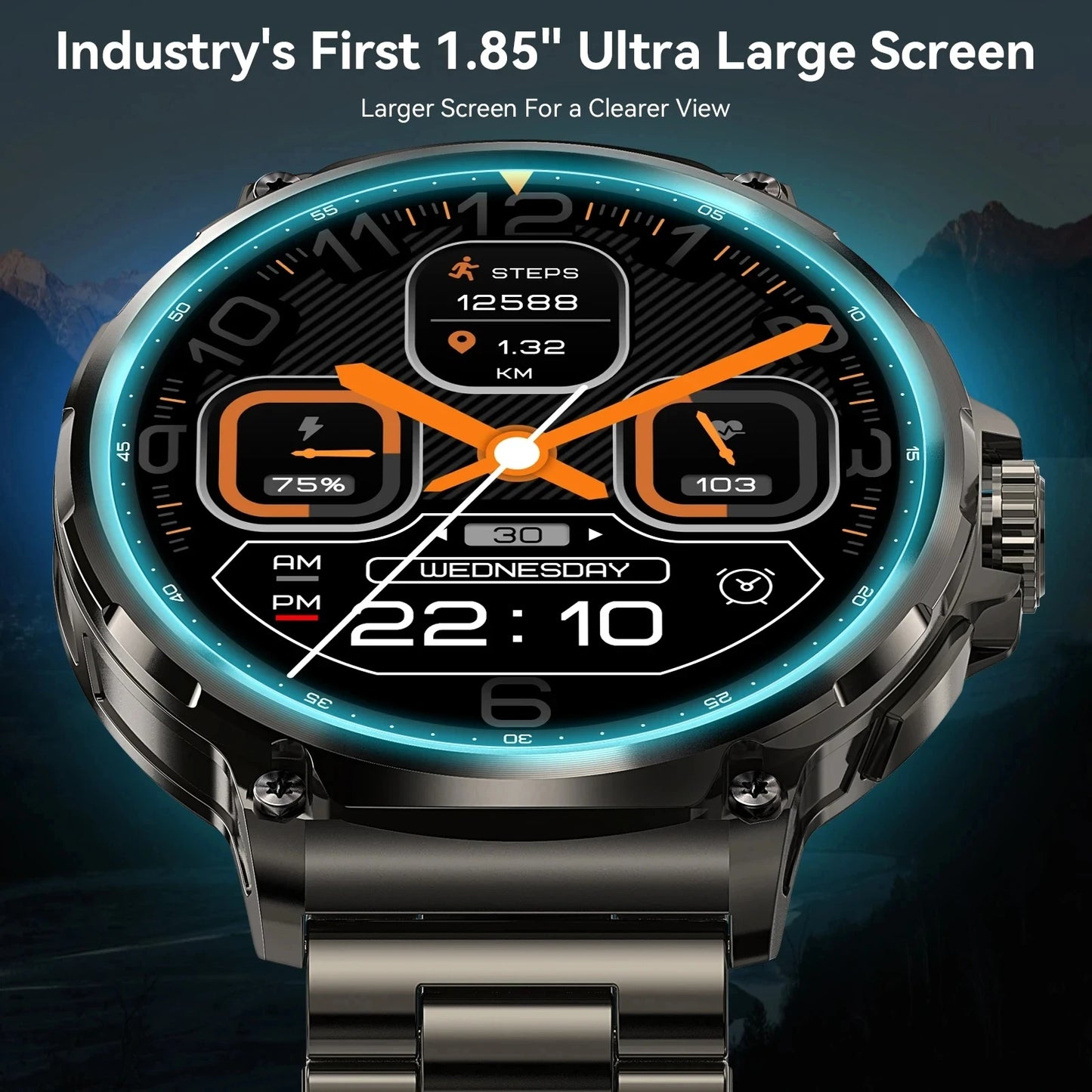 2025 Men's GPS Smartwatch, 1.85" HD Fitness Tracker with Bluetooth Call & Large Battery