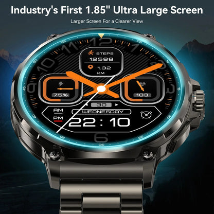 2025 Men's GPS Smartwatch, 1.85" HD Fitness Tracker with Bluetooth Call & Large Battery