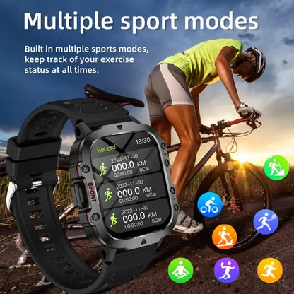 Tactical GPS Smartwatch with Bluetooth Calling, LED Flashlight & Fitness Tracker for Men