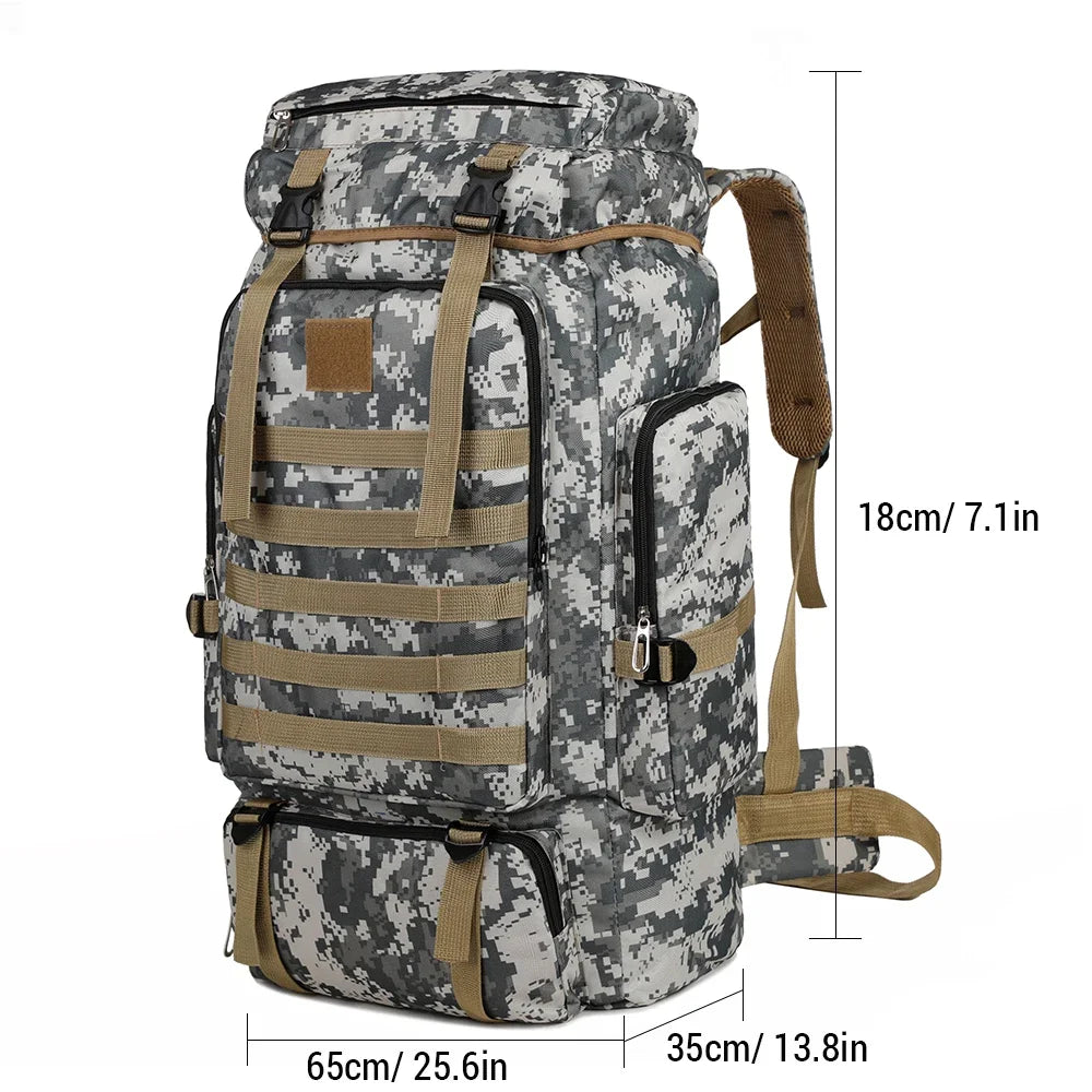 Large Capacity Hiking Backpack Outdoor Camping Rucksack Canvas Trekking Backpack