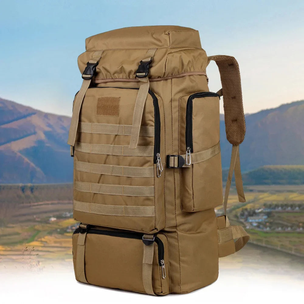 Large Capacity Hiking Backpack Outdoor Camping Rucksack Canvas Trekking Backpack