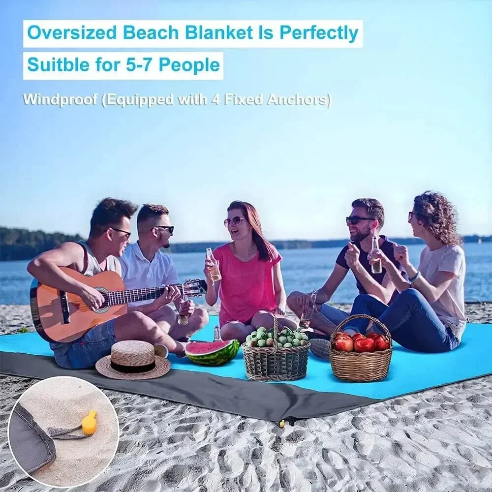 2x2.1m Waterproof Picnic and Camping Mat with Corner Pockets and Bag