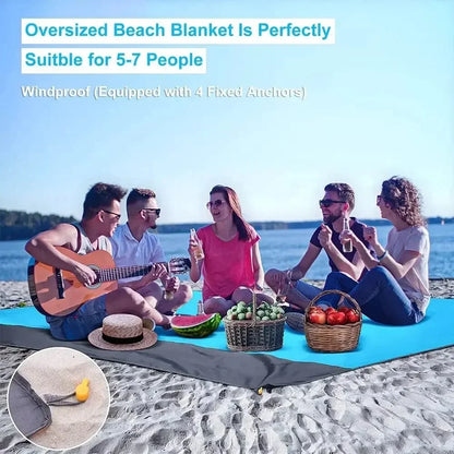 2x2.1m Waterproof Picnic and Camping Mat with Corner Pockets and Bag