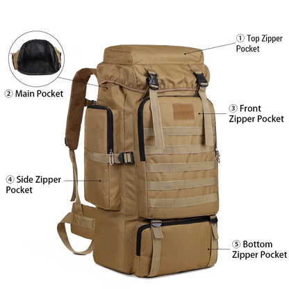 Large Capacity Hiking Backpack Outdoor Camping Rucksack Canvas Trekking Backpack