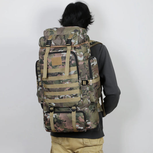 Large Capacity Hiking Backpack Outdoor Camping Rucksack Canvas Trekking Backpack