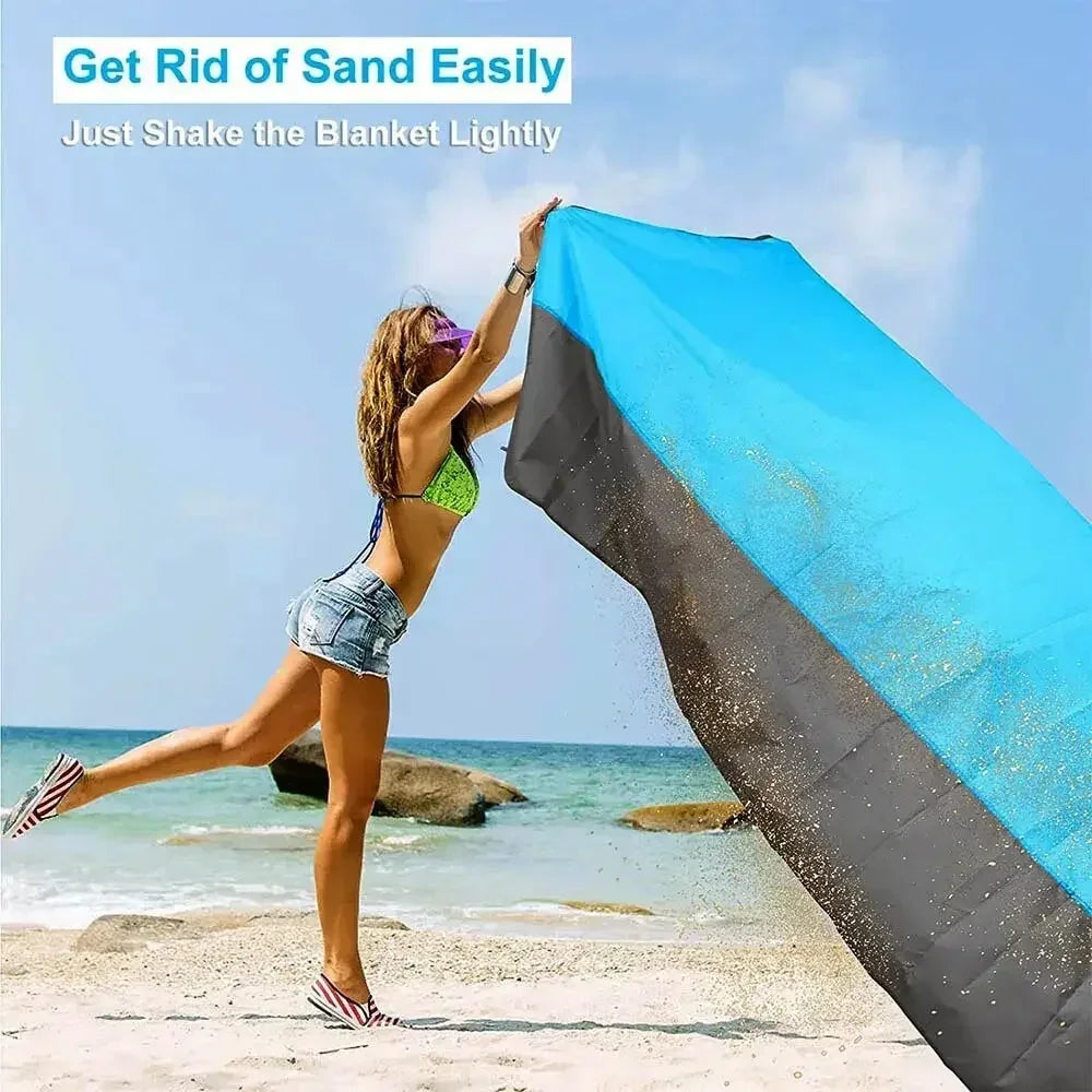 2x2.1m Waterproof Picnic and Camping Mat with Corner Pockets and Bag