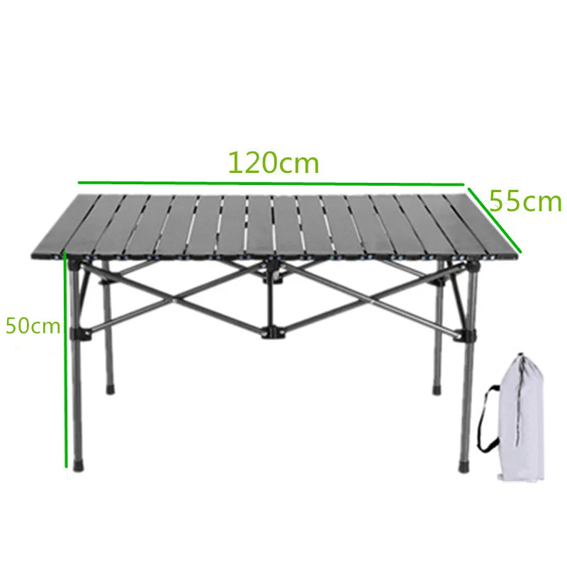Portable Folding Camping Table with Aluminum Alloy Top for BBQ, Picnic & Outdoor Dining