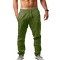 Men's Cotton Linen Casual Pants Elastic Waist Straight Leg Joggers (Plus Size)