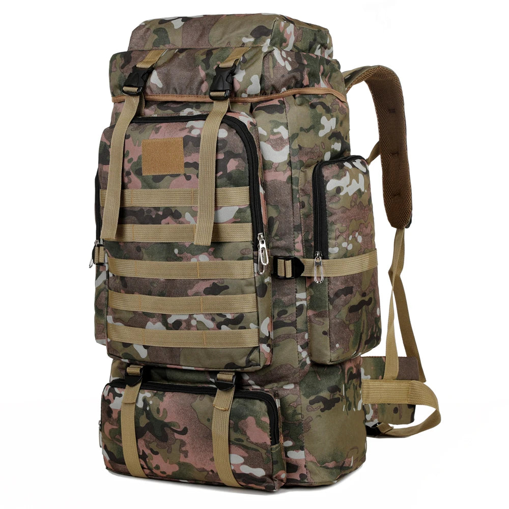 Large Capacity Hiking Backpack Outdoor Camping Rucksack Canvas Trekking Backpack