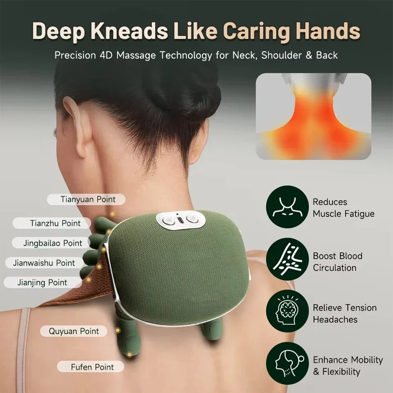 4D Neck and Back Massager Electric Deep Tissue Percussion Massage Gun for Pain Relief