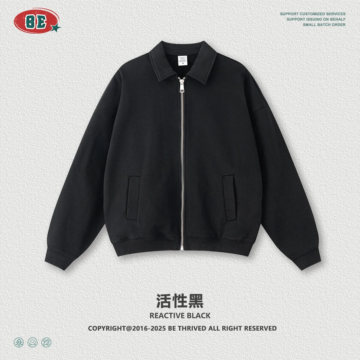 Men's Vintage Workwear Jacket 2025 Old Money Style Turn Down Collar Sweatshirt
