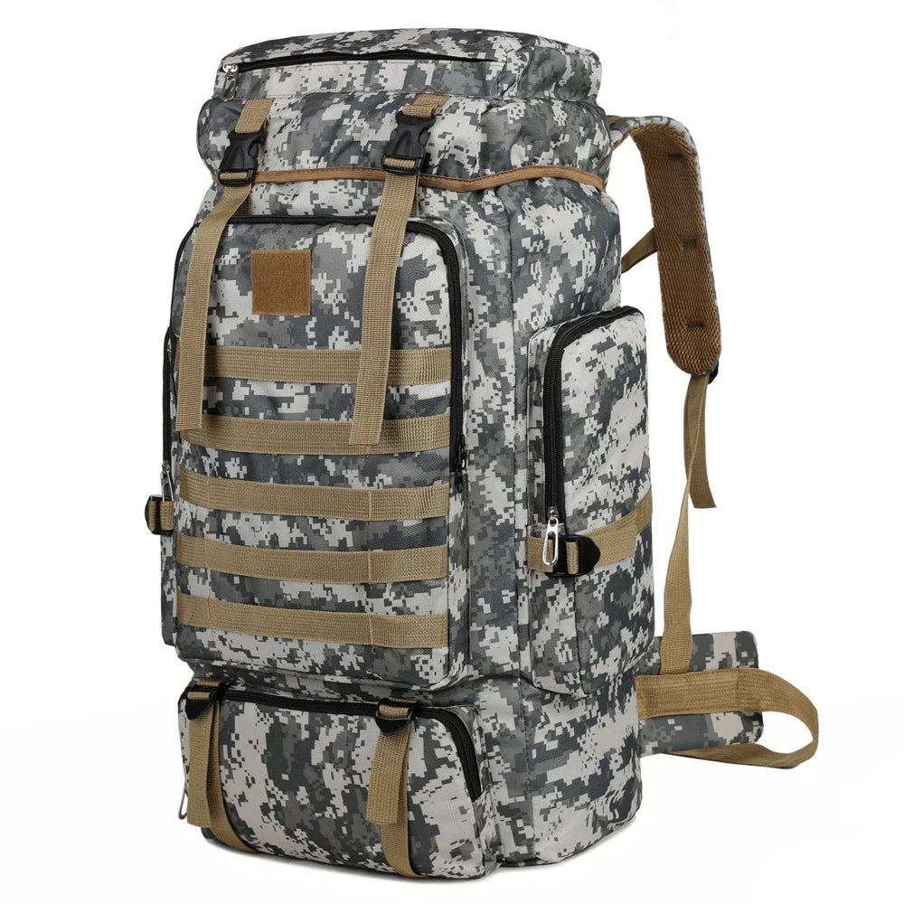 Large Capacity Hiking Backpack Outdoor Camping Rucksack Canvas Trekking Backpack